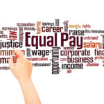 Equal pay word cloud and hand writing concept