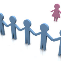 sex discrimination image of woman figure with male figures sex discrimination image of woman figure with male figures