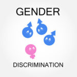 Sign that reads gender discrimination - as presented in a court case where a worker's termination is motivated by his discrimination against women Sign that reads gender discrimination - as presented in a court case where a worker's termination is motivated by his discrimination against women