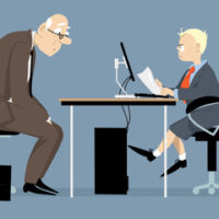 Older employee speaking with boss Older employee speaking with boss