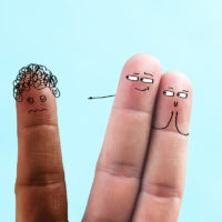 Expression of racial discrimination by drawing expressions with fingers Expression of racial discrimination by drawing expressions with fingers