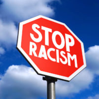 Stop racism sign for race discrimination concept