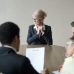 Woman passing job interview in the office at boardroom