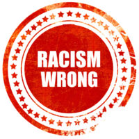 racism wrong, grunge red rubber stamp on a solid white backgroun