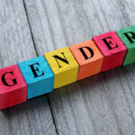 word gender on colorful wooden cubes