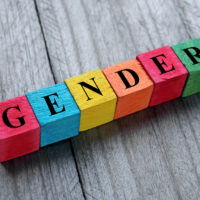 word gender on colorful wooden cubes