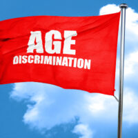 age discrimination, 3D rendering, a red waving flag