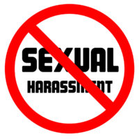 Stop sexual harassment forbidden sign negative space vector illustration