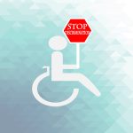 disabled discrimination illustration over blue color background