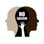 No racial discrimination campaign design. Social movement motivate against stop racism. Vector illustration
