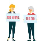 Too young and too old woman vector isolated. Idea of ageism