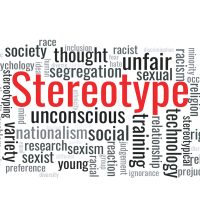 Illustration in the form of a cloud of words related to the stereotype. Illustration in the form of a cloud of words related to the stereotype.